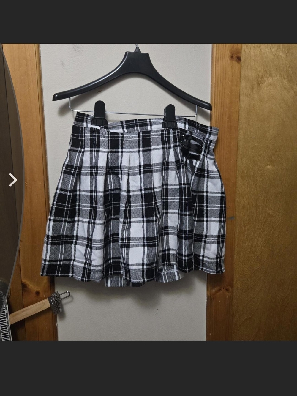 Justice Black & White Plaid Pleated Skirt